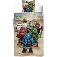 MTOnlinehandel Bettwäsche Lego Ninjago 135x200 + 80x80 cm, 100 % Baumwolle, Renforcé, 2 teilig, Wende-Motiv mit Lloyd, Kai & dem NINJAGO Team