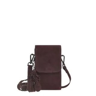 Handytasche zum Umhängen 9 Kartenfächer Leder bordeaux 12x20cm | Bear Design Smartphone Umhängetasche Geldbörse Gürtelschlaufe Organizer für unterwegs