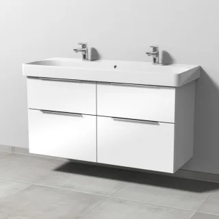 Sanipa 3way Waschtischunterbau zu Geberit Smyle Square Waschtisch mit 4 Auszügen, Weiß-Glanz UF67378
