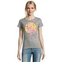 Blondie & Brownie T-Shirt Wein trinkender Flamingo Vogel Damen Shirt Fun Motiv in vielen Farben