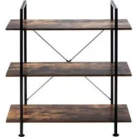 COSTWAY Bücherregal, 3 Ebenen, Holz, mit Metallrahmen, stehend, 90x36x99cm