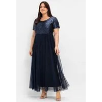 Sheego Etuikleid Abendkleid Kurzarm in A-Linie mit Pailletten