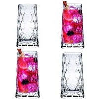 Pasabahce Gläser-Set Leafy Longdrinkglas, 4-tlg., Glas, 450 ml, 3er Set für stilvolle Drinks & Alltag