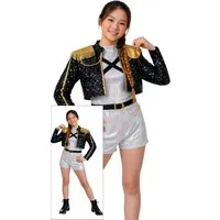 Fiestas Guirca Kostüm, Kinder Kpop Golden Hunter Kostüm Set mit glitzernder Jacke, Shorts, G