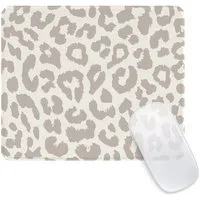 FOUORTUNATE-BEE Mauspad Quadratisches Niedliches Grauer Leopard Mouse Pad 20x24cm (für Büro und Zuhause, wasserdichtes Mousepad, rutschfeste Gummiunterseite)