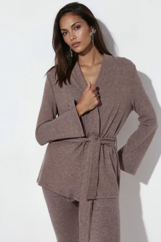 Gürtel-Rippstrick-Cardigan