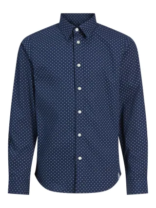 JACK&JONES - JJAXEL PRINT SHIRT LS JNR medieval blue - Gr. - 164