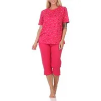 Normann Pyjama Normann Damen Capri Schlafanzug in Tupfen-Optik - auch in Übergröße