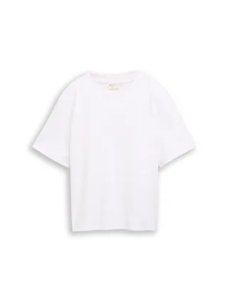 Denim Tom Tailor - Boxy Fit T-Shirt mit Stickerei white - Gr. - XL