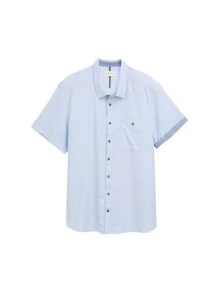 Tom Tailor - Plus Size - Kurzarmhemd mit Brusttasche powder blue zigzag structure - Gr. - 5XL