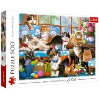 Trefl Puzzle Puzzle Katzenfamilie 500 Teile, Puzzleteile