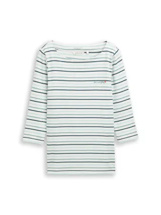 Tom Tailor - Langarmshirt mit Streifenmuster blue haze multicolor stripe - Gr. - L