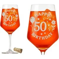 Valhalla Weinglas Geburtstags-Gravur Happy Birthday 50 - 350ml spülmaschinenfest, 1-tlg., Glas, Atemberaubende Darstellung