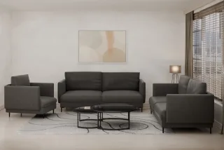 Sofaset Designersofas HELMER 3-2-1 Stoff Vibe Anthrazit