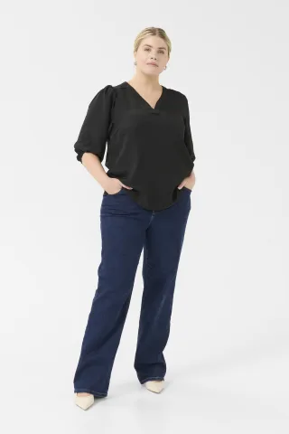 Langarm-Bluse Regular fit Black