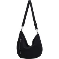 ITALYSHOP24 Schultertasche Damen Halbmond Tasche aus Cord CrossOver Body Bag Umhängetasche, Runde Cordtasche Asymmetrisches MOON Brust Slingtasche Wildlederoptik