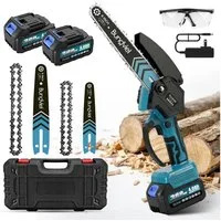 Bundviel Akku-Kettensäge 6+8'' Mini Kettensäge 880W Bürstenlose Elektro-Kettensäge 4.0AH Akkus, 2*4 AH akkus, 880W, Bürstenlosen Motor