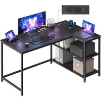 VASAGLE Schreibtisch Eckschreibtisch in L-Form, Computertisch mit Stauraum, Bürotisch, höhenverstellbare Ablage, für Homeoffice, 110/120 cm