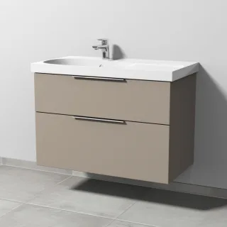 Sanipa 3way Waschtischunterbau zu Geberit Acanto Waschtisch mit 2 Auszügen, Sandgrau-Matt UF41967