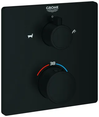 GROHE Thermostat-Wannenarmatur Grohtherm 102211 2 Abg. FMS für 35604 eckig matt black, 1022112430 1022112430
