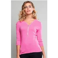 Passioni 3/4 Arm-Pullover mit goldenem Reißverschluss