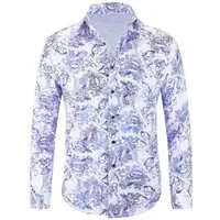 Allthemen Langarmhemd Herren Jacquard Oberteile glitzes Freizeithemd für Hochzeit