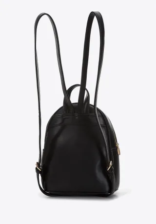 Wittchen Damenrucksack mit Kunstfellfront, Schwarz und Creme, Öko-Leder