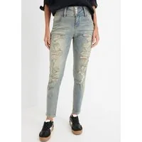 bonprix Skinny-fit-Jeans Skinny-fit, mit breitem High Waist Bund, coole Destroyed Effekte