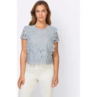 heine Klassische Bluse Spitzen-Bluse Kurzarm