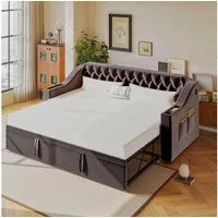 Odikalo Schlafsofa Schlafcouch 90x190 mit Lattenrost & USB Ohne Matratze, Polsterbett Schlafsofa, 90/180*190 cm, Breitere und Dickere Armlehnen mit USB-Ladeanschluss, Integrierte Ablage in den Armlehnen, Mit Ablagetaschen, Mit Lattenrost, Samtstoff, 