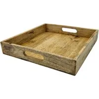Meinposten Dekotablett Tablett Mangoholz Dekotablett Serviertablett braun natur Holztablett (1 St), massives Mangoholz