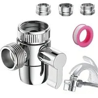 AFKSMILE 3-Wege-Ventil 3 Wege Wasserhähn Umschaltventil,Diverter Ventil mit M22 M24 G1/2 Zoll, Messing Verteilerventil für Küche Bad Duschsystem Waschbeckenbrause