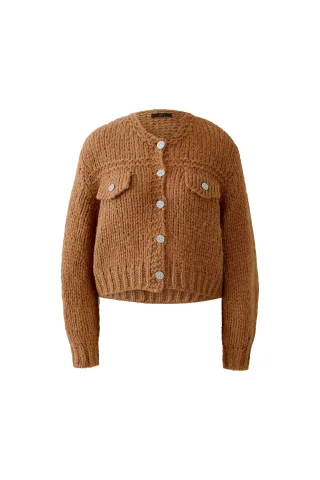 Oui - Strickjacke camel - Gr. - 40