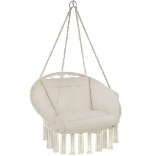 tectake Hängesessel, Beige, Kunststoff, Baum/Pflanze/Natur, 80x125x72 cm, Gartenmöbel, Hängesessel