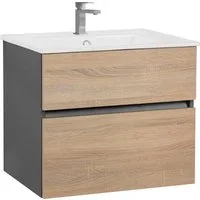 Home affaire Waschtisch Wisla, Waschplatz, Badezimmerschrank (Set, 2-St., Waschtisch mit Waschbecken), Badmöbel für Wandmontage mit Klappe, Schublade und Keramik Waschbecken