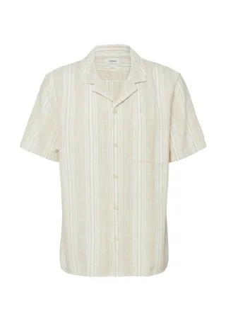 s.Oliver Red Label - Resort Fit: Strukturiertes Kurzarmhemd aus Baumwolle-Flammgarn weiß/beige - Gr. - 3XL