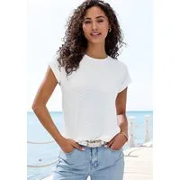 Vivance Kurzarmshirt mit modischem Jacquard-Muster aus luftiger Qualität mit Viskose