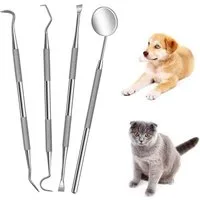 COOL-i ® Tier-Zahnpflegeset Tier-Zahnpflegeset – 4-teiliges Edelstahl-Werkzeug für Hunde & Katzen, zur Entfernung von Zahnstein & für die regelmäßige Maulpflege