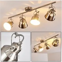 hofstein Deckenleuchte »Rimini« Deckenlampe aus Metall in Stahl gebürstet/Weiß, ohne Leuchtmittel, mit verstellbaren Strahlern u. Lichteffekt, E14