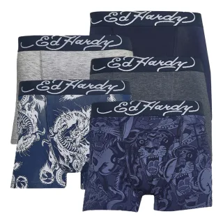 5er-Pack Herren Baumwollreiche Stretch-Boxershorts mit elastischem Bund Blau Unterwäsche