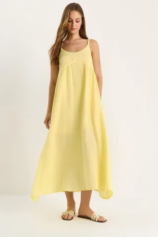 Strukturiertes Musselin-Midikleid mit Tasche