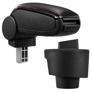 Armlehne Mittelarmlehne Leder Bezug Schwarz / Rot für Seat Ibiza IV 6J 2009-
