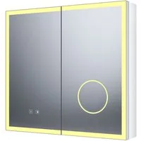SONNI Spiegelschrank Spiegelschrank Badezimmerschrank 65×60cm hochwertigem Alu mit Antibeschlag, 3-farbiger Beleuchtung und verstellbaren Regalböden