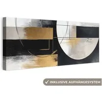 OneMillionCanvasses® Leinwandbild Panorama Abstrakt - Gold - Silber - Formen - Ästhetik, Fotodruck (1 St), Wandbild, Deko Schlafzimmer Wohnzimmer Flur 60x20 cm