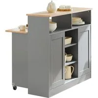 SoBuy Küchenwagen FSB36, Sideboard mit Schiebetüren Kücheninsel mit erweiterbarer Arbeitsfläche
