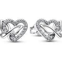 Pandora Paar Ohrstecker Moments Ohrringe für Damen Herz Schmetterling, Silber von PANDORA