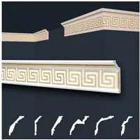 marbet design Stuckleiste, 30 Meter, Deckenleisten Sparpaket aus Styropor EPS - Stuckleisten gemustert gold-weiß, leicht im traditionellen Design - 15 Stück / 30 Meter