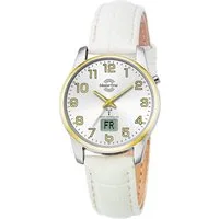 MASTER TIME Funkuhr Basic MTLA-10799-42L, Armbanduhr, Damenuhr, Datum, Leuchtzeiger, Lederarmband