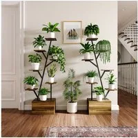 FUROKOY Blumenständer Pflanzenständer Pflanzenregal Blumenregal Outdoor Indoor, 6 Etagen, 2-teiliges Set, für Balkon Deko Garten Wohnzimmer