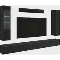 Home affaire Wohnwand Vera, Breite 300 cm, (Komplett-Set, 5-St), Mit LED, Glasvitrine, grifflose Fronten